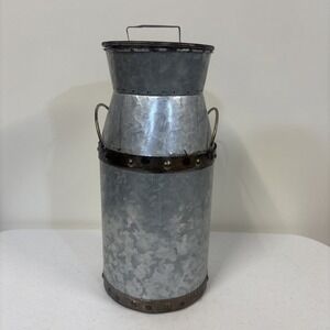 Galvanized Metal Milk Can Jug Farmhouse Centerpiece Rustic Cottage Core 12"x5.5"